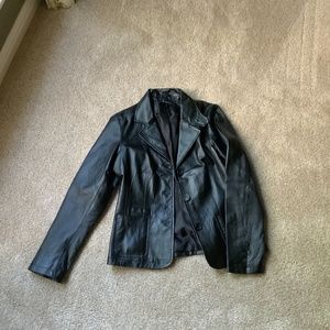 Black faux leather jacket size 6